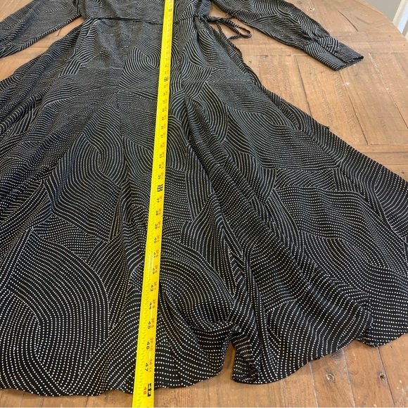 Madewell Tie Waist Midi Dress Black Dot Small Fit Flare Button Front Academia - Picture 6 of 10
